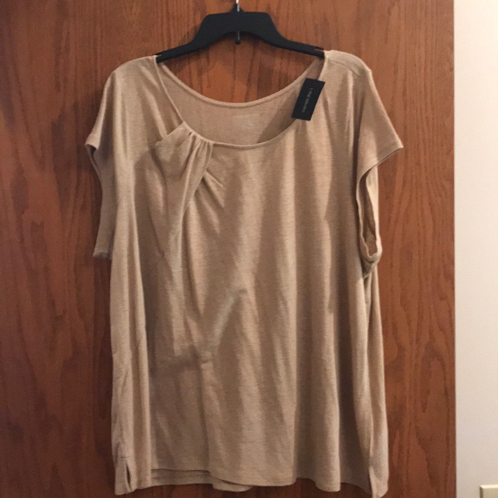 short sleeve gathered neck tee gold sparkle. NWT